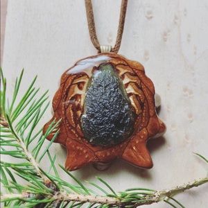 Moldavite Pinecone Pendant